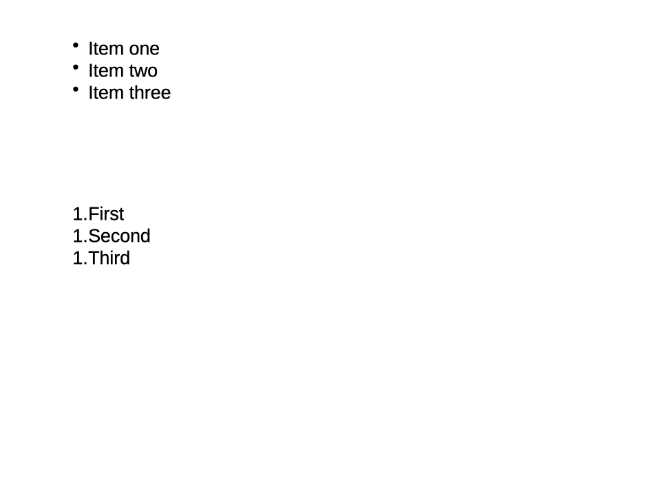 Bullets and numbering output